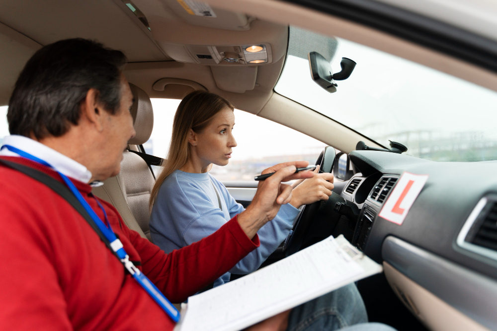 Instructor and learner during an intensive driving lesson in Coventry