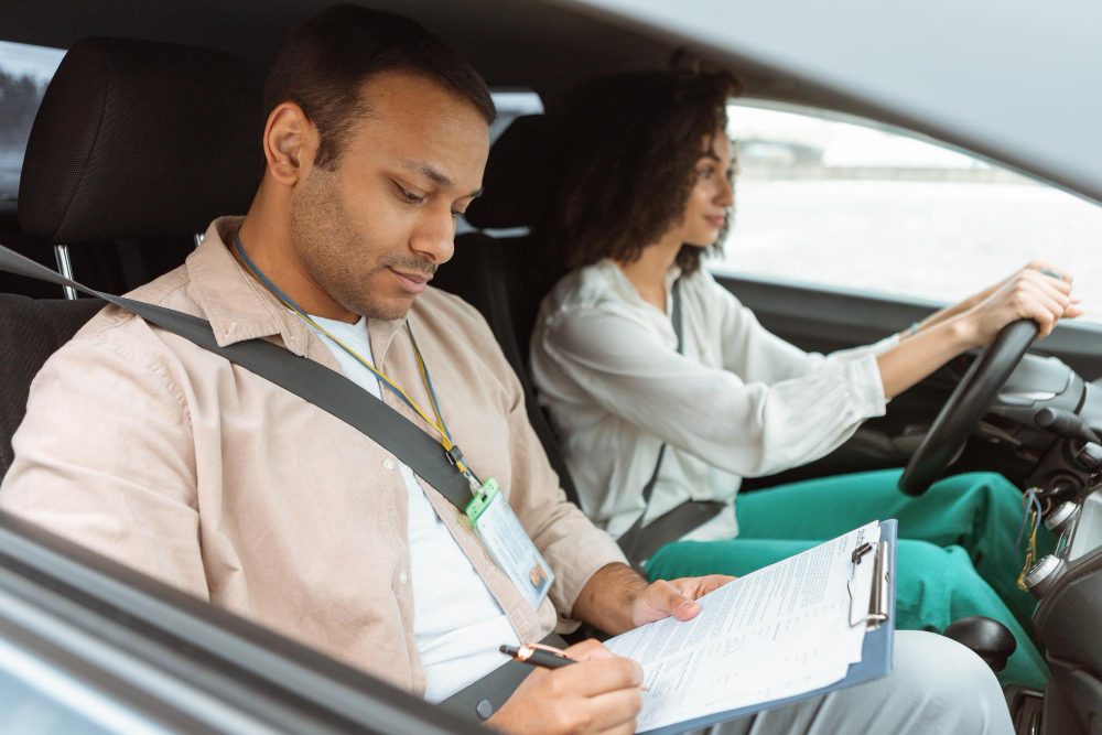 Learner driver assessing progress on an intensive course in Coventry
