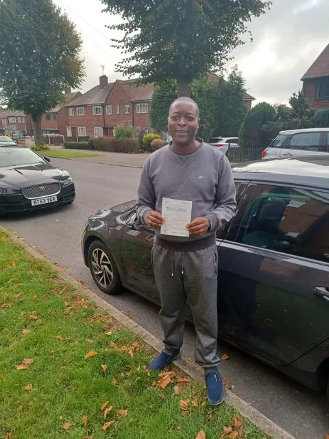 Passed student celebrating with Fresh Start Driving Academy in Coventry